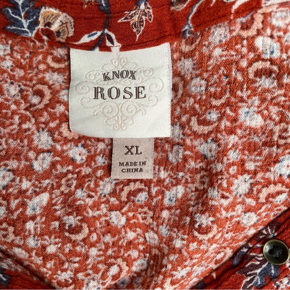 Knox Rose Sz XL (16) Floral Boho Cottagecore Dress Asymmetrical Hem Pockets - Picture 10 of 11